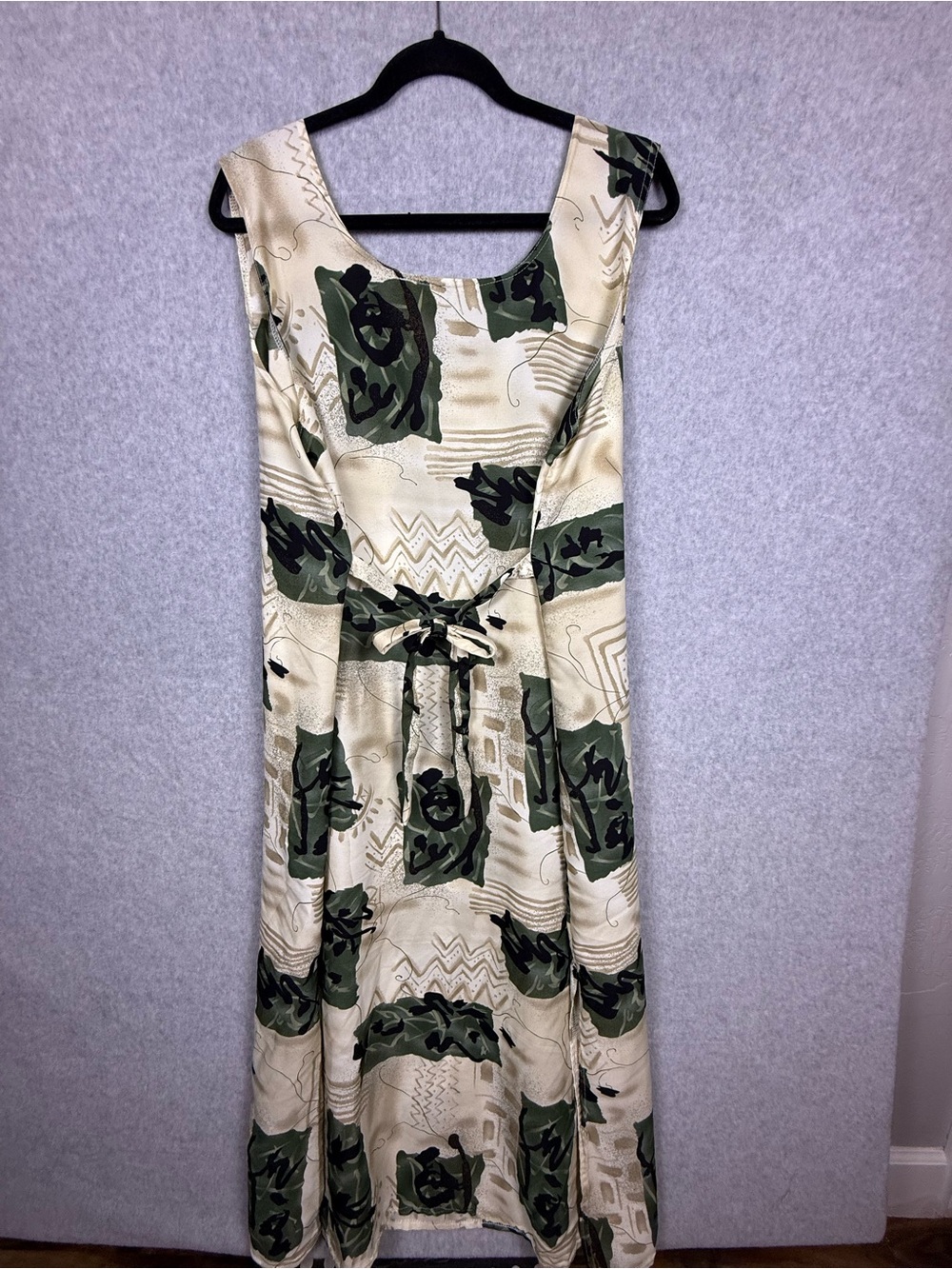 Awesome Wear Plus Size 2X Abstract Sleeveless Midi Dress Side Slits Tie Back USA - Picture 3 of 7